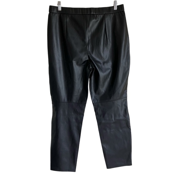 Cato Black Faux Leather Pull On‎ Tapered Ankle Pants Stretchy Fall Sz L NWT - Picture 3 of 14